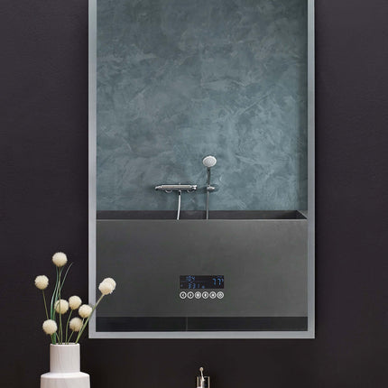 Immersion LED Lighted Bathroom Vanity Mirror with Bluetooth, Defogger, and Digital Display Ancerre Designs