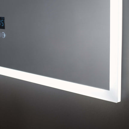 Immersion LED Lighted Bathroom Vanity Mirror with Bluetooth, Defogger, and Digital Display Ancerre Designs