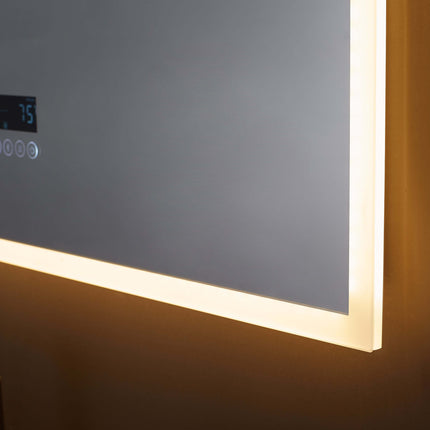 Immersion LED Lighted Bathroom Vanity Mirror with Bluetooth, Defogger, and Digital Display Ancerre Designs