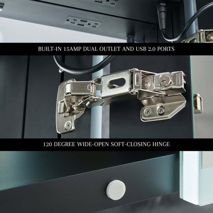 Pagani LED Mirror Cabinet with Defogger, Dimmer, Magnifier & USB outlet Ancerre Designs