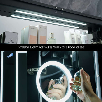 Pagani LED Mirror Cabinet with Defogger, Dimmer, Magnifier & USB outlet Ancerre Designs