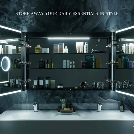 Pagani LED Mirror Cabinet with Defogger, Dimmer, Magnifier & USB outlet Ancerre Designs