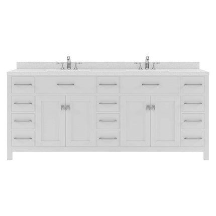 VHG MD-2178-DWQSQ-WH-NM Caroline Parkway 78" Double Bath Vanity in White with White Quartz Top and Square Sinks VHG