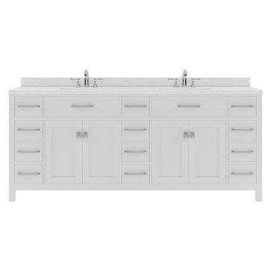 VHG MD-2178-DWQSQ-WH-NM Caroline Parkway 78" Double Bath Vanity in White with White Quartz Top and Square Sinks VHG