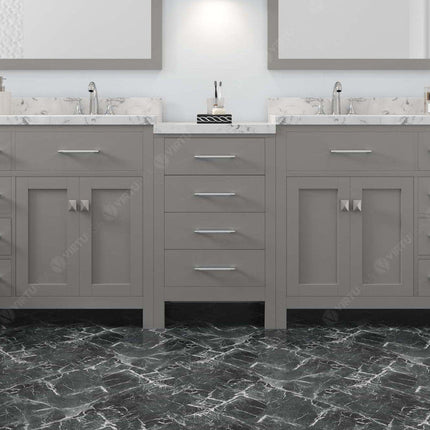 VHG MD-2193-CMRO-GR-NM Caroline Parkway 93" Double Bath Vanity in Gray with Cultured Marble Quartz Top and Round Sinks