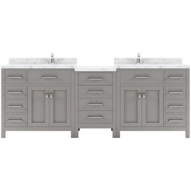 VHG MD-2193-CMRO-GR-NM Caroline Parkway 93" Double Bath Vanity in Gray with Cultured Marble Quartz Top and Round Sinks VHG