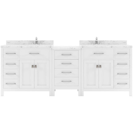 VHG MD-2193-CMSQ-WH-NM Caroline Parkway 93" Double Bath Vanity in White with Cultured Marble Quartz Top and Square Sinks