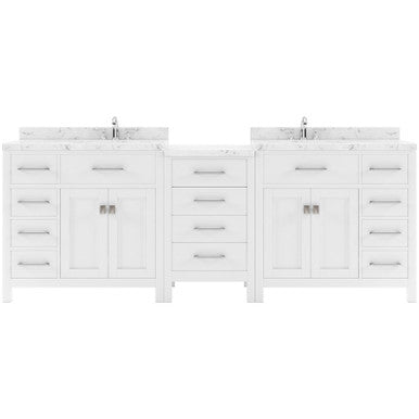 VHG MD-2193-CMSQ-WH-NM Caroline Parkway 93" Double Bath Vanity in White with Cultured Marble Quartz Top and Square Sinks VHG