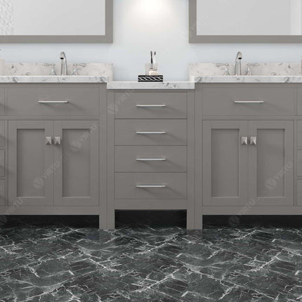 VHG MD-2193-CMSQ-GR-NM Caroline Parkway 93" Double Bath Vanity in Gray with Cultured Marble Quartz Top and Square Sinks