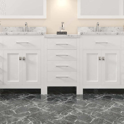 VHG MD-2193-CMSQ-WH-NM Caroline Parkway 93" Double Bath Vanity in White with Cultured Marble Quartz Top and Square Sinks
