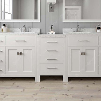 VHG MD-2193-DWQRO-WH-NM Caroline Parkway 93" Double Bath Vanity in White with White Quartz Top and Round Sinks