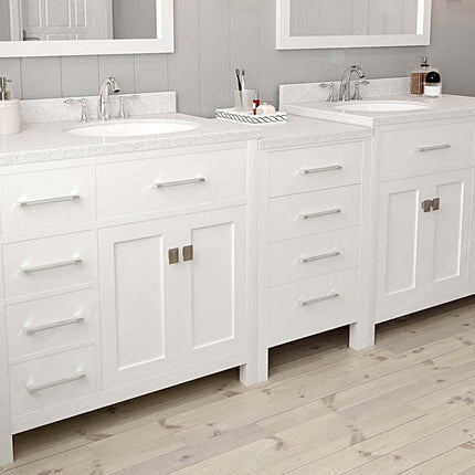 VHG MD-2193-DWQRO-WH-NM Caroline Parkway 93" Double Bath Vanity in White with White Quartz Top and Round Sinks