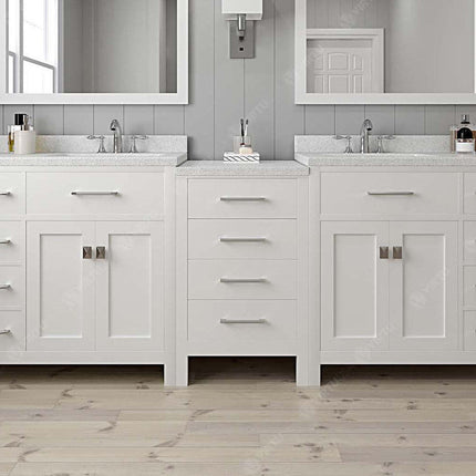 VHG MD-2193-DWQSQ-WH-NM Caroline Parkway 93" Double Bath Vanity in White with White Quartz Top and Square Sinks