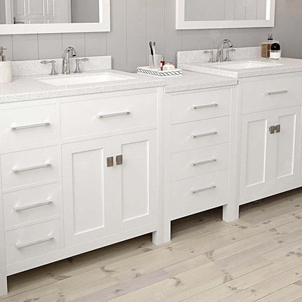 VHG MD-2193-DWQSQ-WH-NM Caroline Parkway 93" Double Bath Vanity in White with White Quartz Top and Square Sinks