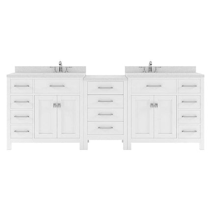 VHG MD-2193-DWQSQ-WH-NM Caroline Parkway 93" Double Bath Vanity in White with White Quartz Top and Square Sinks