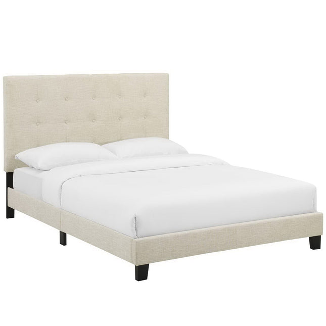 Modway MOD-5879 Melanie Tufted Button Upholstered Fabric Queen Platform Bed Modway