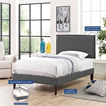 Modway MOD-5906 Amaris Fabric Twin Platform Bed with Squared Tapered Legs Modway