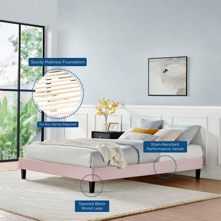 Modway MOD-6266 Reign Performance Velvet Queen Platform Bed Frame Modway
