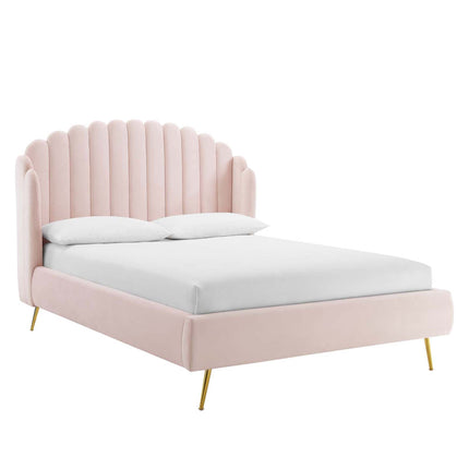Modway MOD-6282 Lana Performance Velvet Queen Wingback Platform Bed Modway