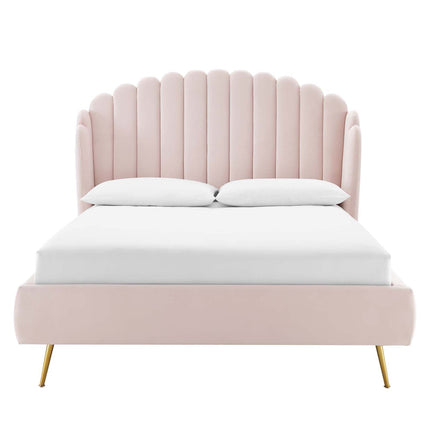 Modway MOD-6282 Lana Performance Velvet Queen Wingback Platform Bed Modway