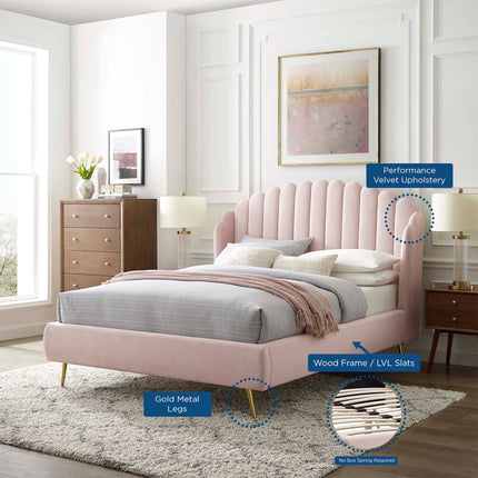 Modway MOD-6282 Lana Performance Velvet Queen Wingback Platform Bed Modway