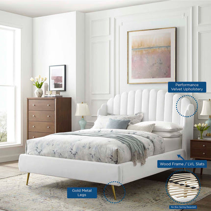 Modway MOD-6282 Lana Performance Velvet Queen Wingback Platform Bed Modway