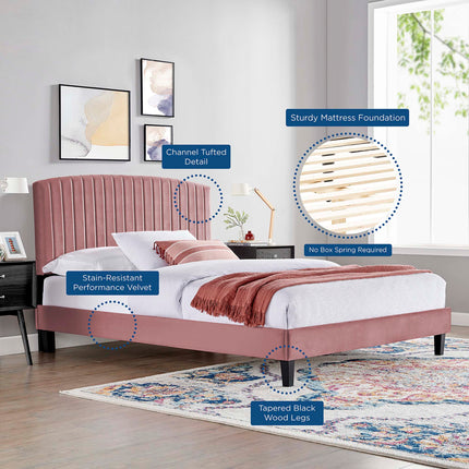 Modway MOD-6283 Alessi Performance Velvet Queen Platform Bed Modway
