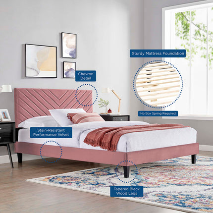 Modway MOD-6285 Roxanne Performance Velvet Queen Platform Bed Modway