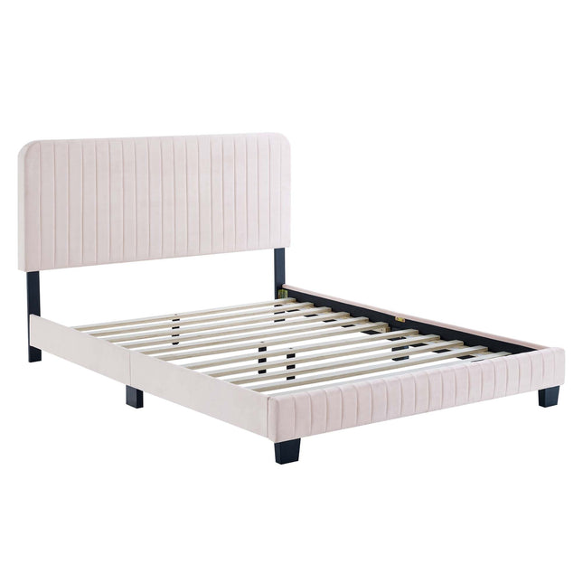Modway MOD-6333 Celine Channel Tufted Performance Velvet King Platform Bed Modway