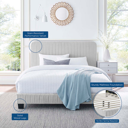 Modway MOD-6334 Celine Channel Tufted Performance Velvet Queen Platform Bed Modway