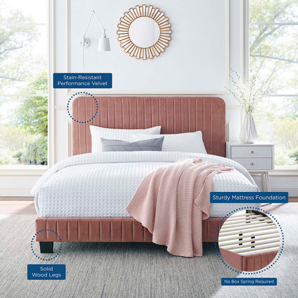 Modway MOD-6336 Celine Channel Tufted Performance Velvet Twin Platform Bed Modway