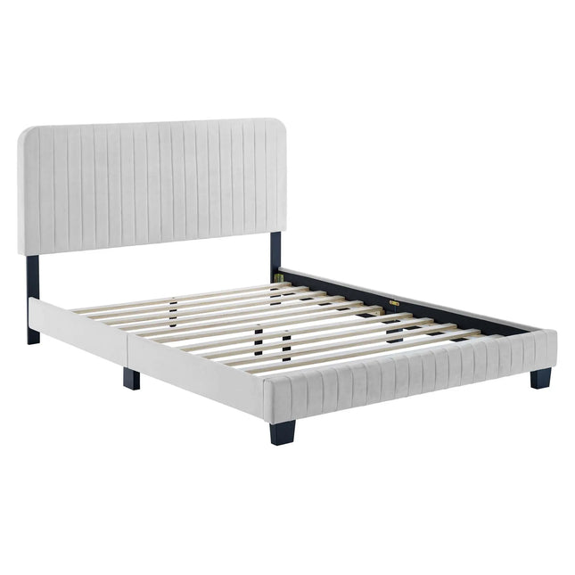 Modway MOD-6336 Celine Channel Tufted Performance Velvet Twin Platform Bed Modway