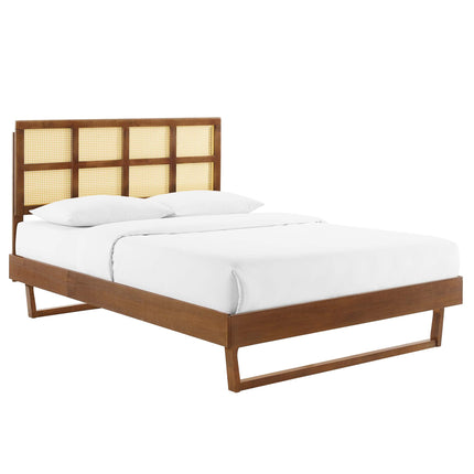 Modway MOD-6369 Sidney Cane and Wood Queen Platform Bed With Angular Legs - Plaza Home Decor