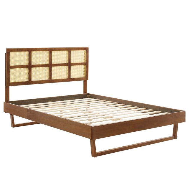 Modway MOD-6369 Sidney Cane and Wood Queen Platform Bed With Angular Legs - Plaza Home Decor