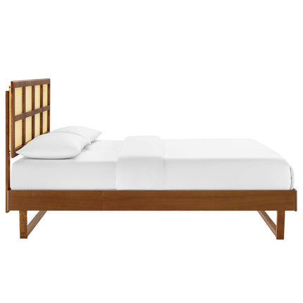 Modway MOD-6369 Sidney Cane and Wood Queen Platform Bed With Angular Legs - Plaza Home Decor