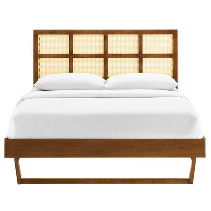 Modway MOD-6369 Sidney Cane and Wood Queen Platform Bed With Angular Legs - Plaza Home Decor