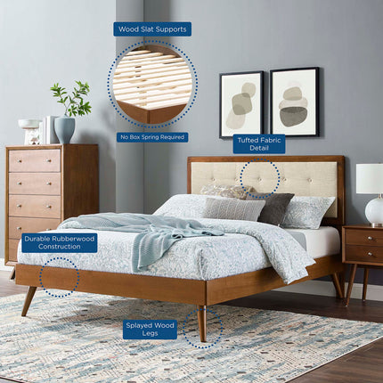 Modway MOD-6385 Willow Wood Queen Platform Bed With Splayed Legs Modway