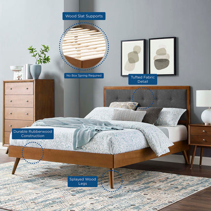 Modway MOD-6638 Willow Wood King Platform Bed With Splayed Legs Modway