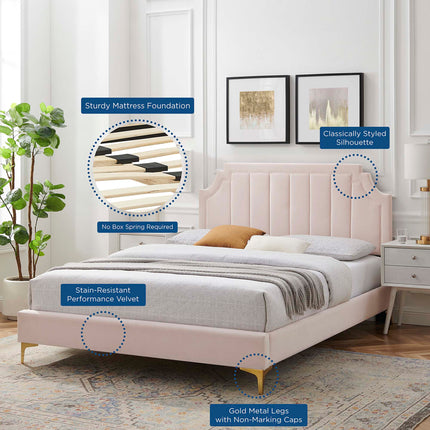 Modway MOD-6712 Sienna Performance Velvet Queen Platform Bed - Plaza Home Decor
