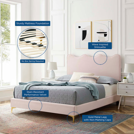 Modway MOD-6727 Current Performance Velvet Twin Platform Bed Modway