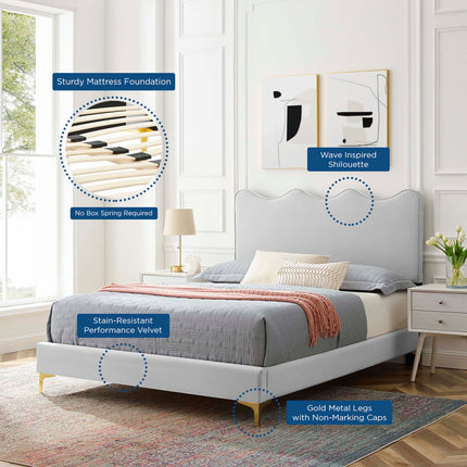 Modway MOD-6730 Current Performance Velvet Full Platform Bed Modway