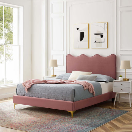 Modway MOD-6733 Current Performance Velvet Queen Platform Bed Modway