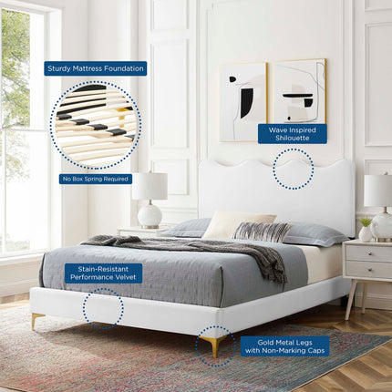 Modway MOD-6733 Current Performance Velvet Queen Platform Bed Modway