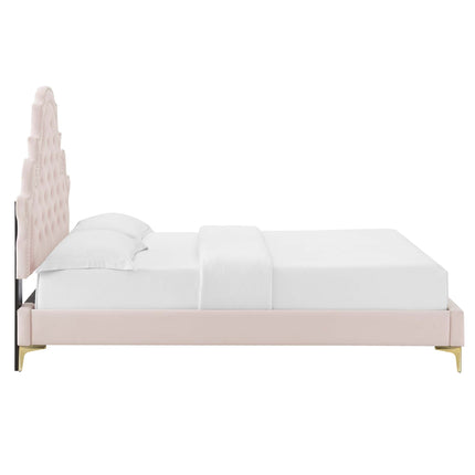 Modway MOD-6751 Gwyneth Tufted Performance Velvet Queen Platform Bed Modway