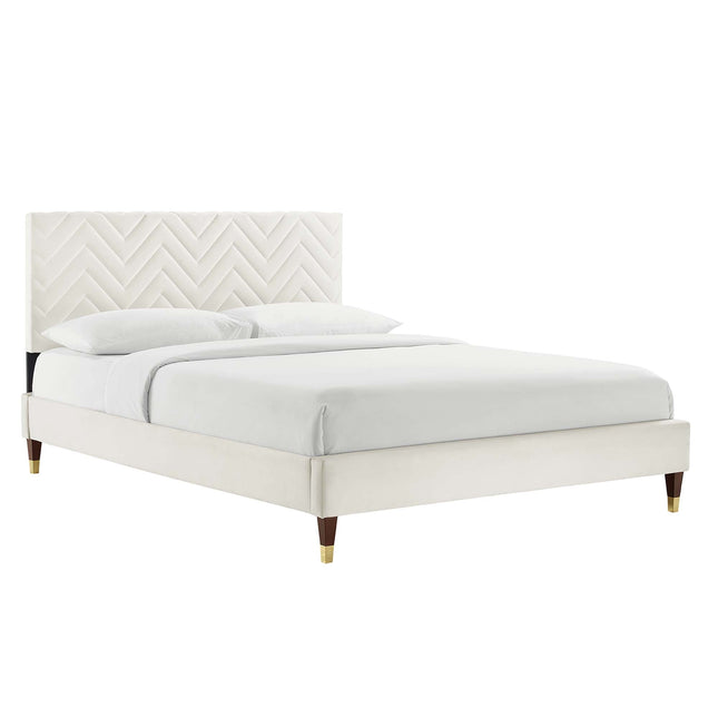 Modway MOD-6969 Leah Chevron Tufted Performance Velvet Queen Platform Bed Modway