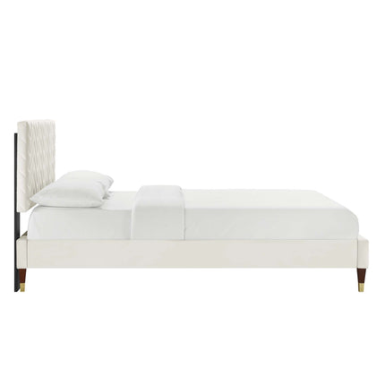 Modway MOD-6969 Leah Chevron Tufted Performance Velvet Queen Platform Bed Modway