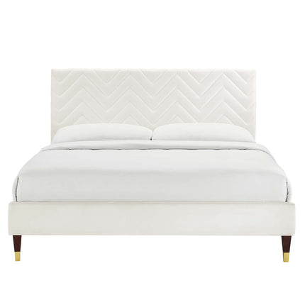 Modway MOD-6969 Leah Chevron Tufted Performance Velvet Queen Platform Bed Modway