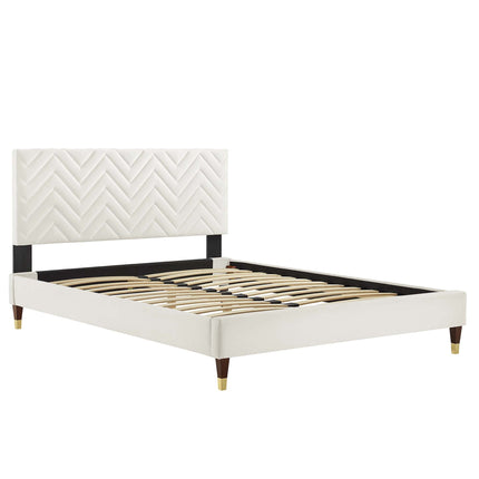 Modway MOD-6969 Leah Chevron Tufted Performance Velvet Queen Platform Bed Modway