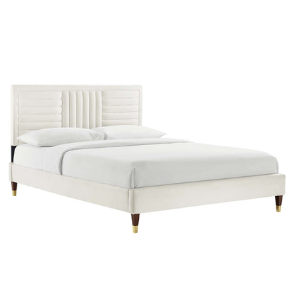 Modway MOD-6971 Sofia Channel Tufted Performance Velvet Queen Platform Bed - Plaza Home Decor