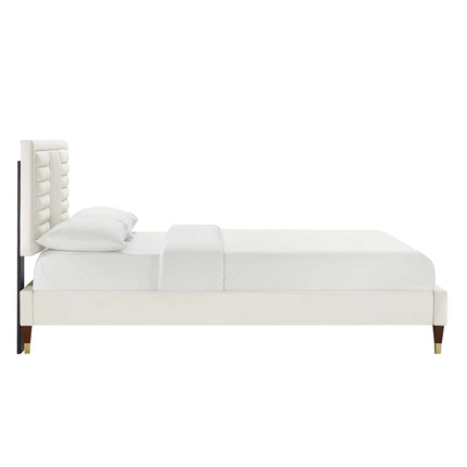 Modway MOD-6971 Sofia Channel Tufted Performance Velvet Queen Platform Bed - Plaza Home Decor